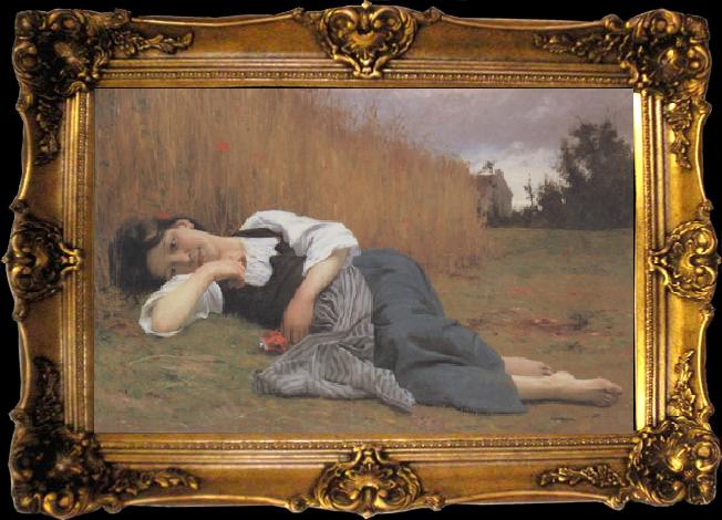 framed  Adolphe William Bouguereau Rest in Harvest (mk26), Ta026